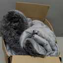 Smoofy Fluffy Queen Comforter Set, Faux Fur Comforter Set Queen Size, Luxury Fuzzy Bedding Set, Soft Shaggy Bed Set for All Season, 3 Pieces - 1 Comforter & 2 Pillowcases, Dark Grey