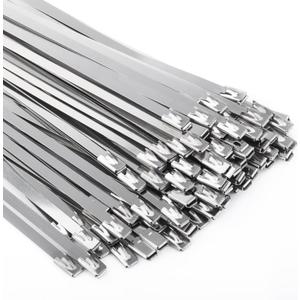 100PCS Metal Cable Zip Ties, 304 Stainless Steel,Multi-Purpose Heavy Duty Self-locking Cable Ties,4.6mm * 300mm bundling packing tape