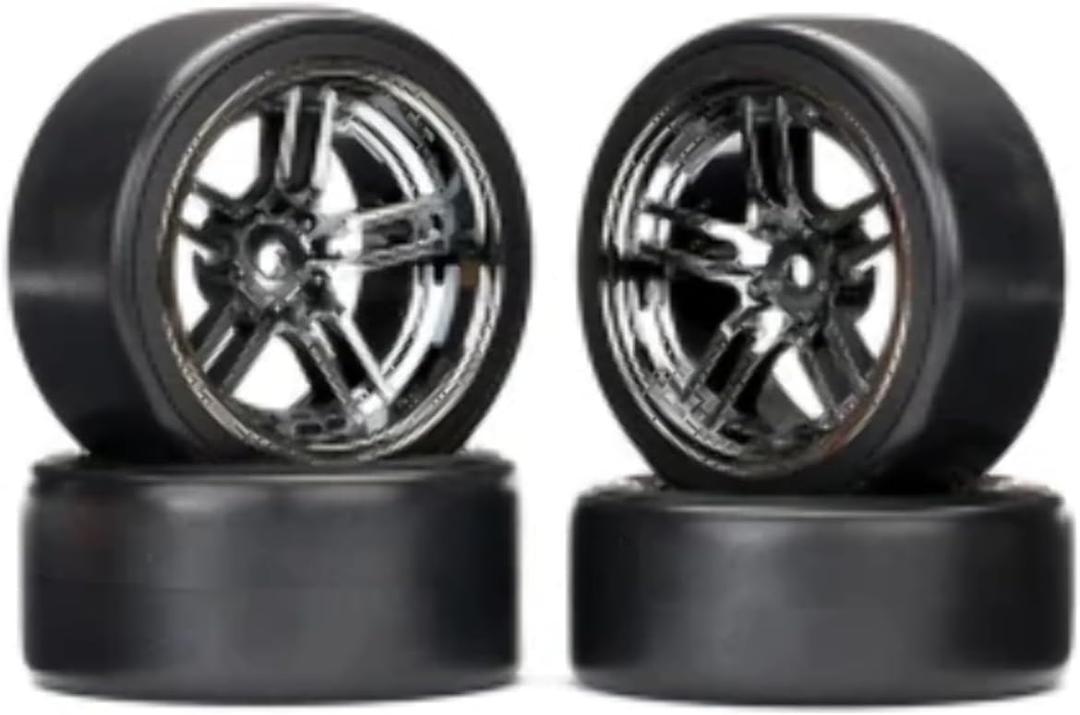 Traxxas 8378 Assembled 1.9" Split-Spoke Black Chrome Wheels with Drift Tires