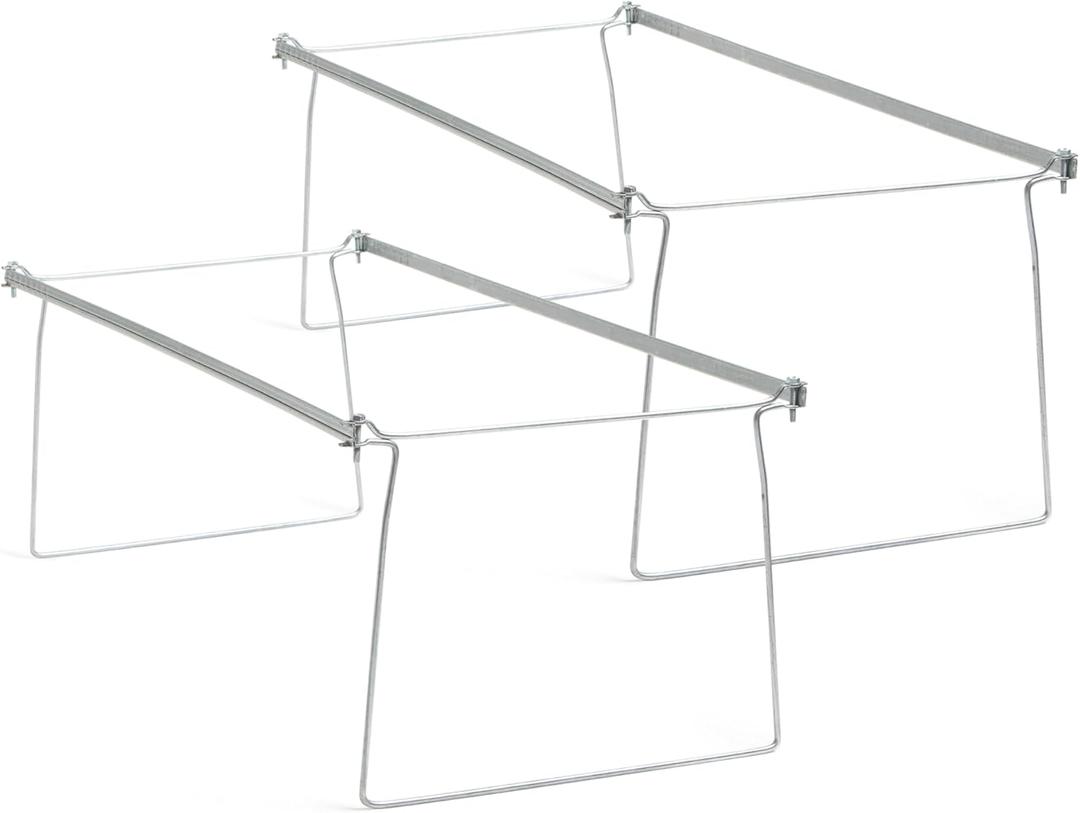 Smead Heavy Duty Steel Hanging File Folder Frame, Letter Size, Gray, Adjustable Length 23" to 27", 2 per Pack (64872)