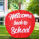 Kittmip Back to School Yard Sign Apple Decoration, 30" Red Apple Lantern with Built-in 70 LED Lights Decor for First Day of School Classroom Party