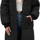 Women's Winter Jacket Long Puffer Coat Hooded Warm Parka Down Jackets Coats Zip Up Outerwear with Decorative Pockets (X-Large, Black)