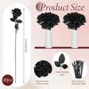 Hotop 40 Pcs Rose Artificial Flowers Bulk with Long Stem,Realistic Silk Fake Roses Bouquet for Home Wedding Centerpieces Party Table Decoration Valentines Gifts(Solid Black)