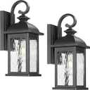 FEMILA Exterior Wall Sconce,2 Packs Outdoor Waterproof Wall Lights Fixture,E26 Socket Wall Lantern for Porch,AntiRust Matte Black Finish with Seeded Glass Lampshade,4FD54B2PK BK