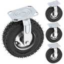 8 Inch Pneumatic Caster Wheels Set of 4 (2 Swivel/2 Rigid),Heavy Duty Casters,Tolerable 880 LBS,Rubber Knobby Tread for Workbench, Cart, Trolley,Wagon and Shelves