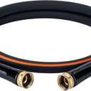 EASTRANS Female to Female Garden Hose 3 ft x 5/8", Heavy Duty Short Water Hose with 3/4" Solid Brass Connector, Flexible, Lightweight, Black & Orange