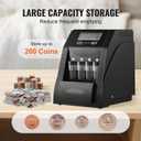 VEVOR USD Coin Sorter, Coin Counter Machine for 1 5 10 25 Coins, LCD Screen Display, Coin Sorter and Wrapper Machine with Thicker Coin Tubes and Tray, Holds up to 200 Coins, 9.06 x 7.09 x 9.45 inches