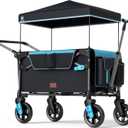 EVER ADVANCED Wagon Stroller for 2 Kids, Compact One-Step Fold Stroller Wagon with Adjustable Push/Pull Handles, Folding Wagon for Travel, Park & Beach, Includes Removable UV Canopy, Blue