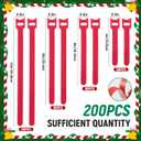 200 Pcs Christmas Garland Ties 12'',10'',8'',4' Nylon Garland Ties Reusable Garland Holders for Railing Adjustable Holiday Garland Ties Hook and Loop for Christmas Tree Wreath Stairways Railings (Red)