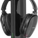 Wireless Headphones for TV Watching with Charging Dock & RF Transmitter, Senior-Friendly Over Ear TV Headset, Compatible with Most Televisions (Black)