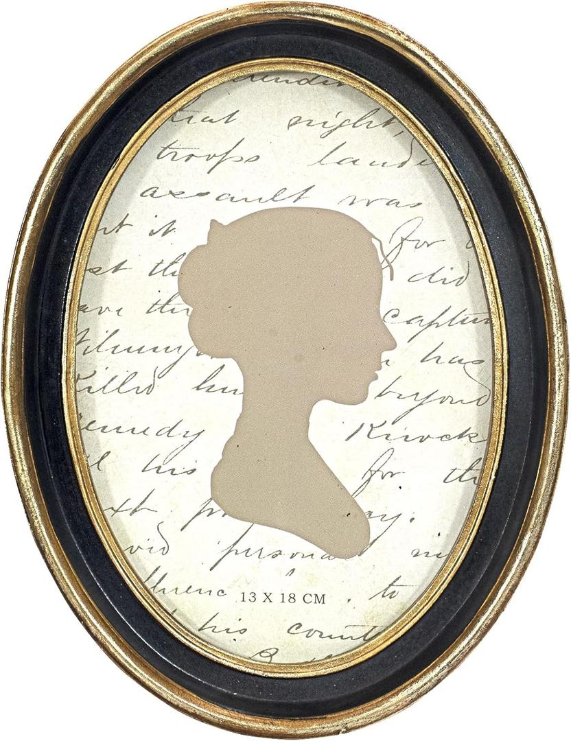 AELS 5x7 Inch Vintage Picture Frame, Elegant Antique Photo Frames with Glass Front, Photo Display, Tabletop Wall Hanging, Gift Ideas, Black Oval with Gold Trim