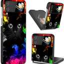 for Samsung Galaxy Z Flip 4 Phone Case, Slim Fit Hard PC Shockproof Anti-Scratch Fold Protective Case for Samsung Galaxy Z Flip 4 5G 2022, Black Cat Face