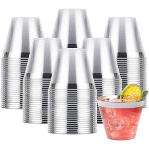 Goodluck 200PCS 9oz Plastic Cups for Party, Disposable Silver Cups, Plastic Cocktail Glasses for Wedding Thanksgiving, Christmas, and
