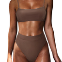 MOSHENGQI Women High Wasited Bikini Shoulder Strap 2 Piece High Cut String Swimsuits, Size: S