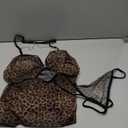 Sexy Chain Sheer Mesh Ruched Bodycon Mini Lingerie Dress with Thong 2 Piece Set Outfits (Leopard)