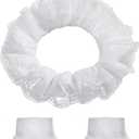 Vintage Lace Ruffled Collar Lace Gloves Clown Costume Accessories Detachable Neck Ruffle Collar Lolita Sleeve Halloween Party (One Size, White)