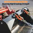 3/8 inch Tractor Bucket Grab Hook with 5/8 inch Tie Down D-Ring Shackle 2 Pack, Bolt-On Tow Hook Mount with Bracket Plate, Max 10,000 lbs Capacity (Black & Orange)