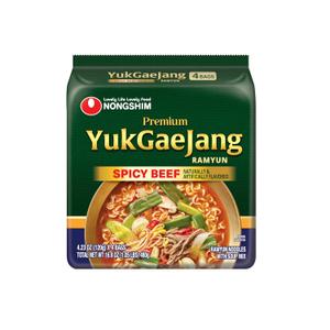 2 x Nongshim YukGaeJang Spicy Beef, Ramyun Instant Noodles with Soup Mix, 4.32 oz (Pack of 4)