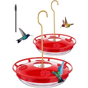FEED GARDEN Hummingbird Feeders for Outdoors, 2 Pack 16oz Leak-Proof Dish-Style Nectar Feeder Built-in Ant Moat, 5 Feeding Ports, Wide Mouth Easy Clean, BPA-Free Plastic Gifts for Women Mom