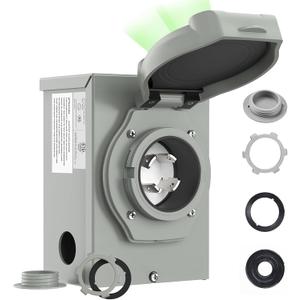 Pre-Drilling 30 Amp Generator Inlet Box RVMATE, NEMA L14-30P Power Inlet Box for 4 Prong Generator Cord, 125/250V,3750/7500W 30a Power Inlet Box, ETL Listed, Waterproof for Outdoor Use