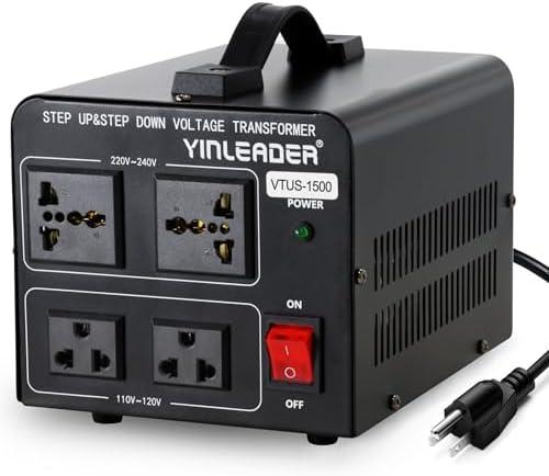 Yinleader 1500W Step Up & Step Down Voltage Transformer Converter 110V to 220V or 220V/ 230V/ 240V to 110V/ 120V Power Converter w/ US Power Cord, Circuit Breaker Protection