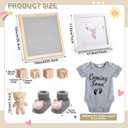 Canlierr 9 Pcs Pregnancy Announcement Set Pregnancy Reveal Ideas Felt Letter Board Baby Bodysuit Booties Photo Frame Bear Plush Wood Blocks for Coming Soon Baby Announcement(Gray) (Gray, XS)