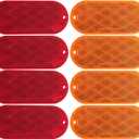 MAXXHAUL 51018 Oval Reflectors 4 Red and 4 Amber Self Adhesive or Drill Mount-DOT 8 pack for Trucks RV's Campers Bike Racks Cargo Carriers 4-3/8 inch x 2 inch x 1/4 inch