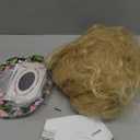 ColorGround Long Blonde Fluffy Cosplay Wig with Pink Flower Headband for Women