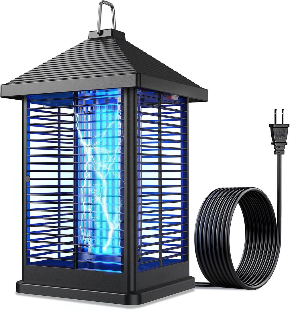 Bug Zapper Indoor & Outdoor with Auto Smart Light Sensor, 4000V Electric Mosquito Zapper, Insect Fly Trapper, Covers 2100sqft, IPX4 Waterproof Mosquito Lamp for Patio, Garage, Backyard, Porch