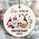 2 x Wine Ornaments for Christmas Tree  Funny Christmas Ornament Life is Full of Important Choices  Christmas Tree Decorations for Wine Lovers