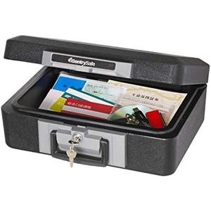 SENTRY 1160BK Household Safe, UL Listed, 30 Minutes, Fireproof, Handbag, Storage Box with Lock, 7L A4, Flat Key, Black