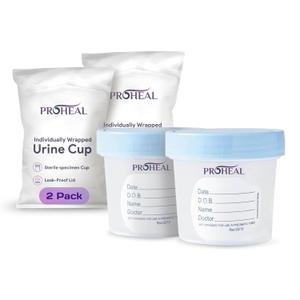 Sterile Urine Specimen Cups with Lids (2PK)- 4 oz. Sample Urine Cups for Specimen Collection - Individually Wrapped Urine Cups for Testing - Stool, Semen Analysis, and Pee Cup