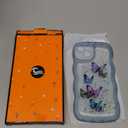 Likiyami for iPhone 14 Case 6.1 Inch - Wave Frame Design Women Girls Cute Cover Glitter Bling Butterfly with Clear Soft Silicone Fashion Girly Unique Teens Shockproof Phone Case for iPhone 14, Blue