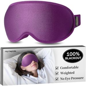 Blackout Eye Mask for Deep Sleep, 3D Weighted Sleep Mask for Women, Zero Pressure, Perfect for Airplane Travel, Meditation, Yoga, Postpartum Rest & Relaxation, Purple