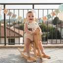 Baby Boy First Birthday Outfit Bear Letters Print Sleeveless Romper bodysuit Cake Smash Outfit Birthday Clothes (Beige, Size 6-12 M)