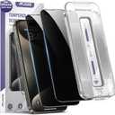 ruwa Screen Protector for iPhone 15 Pro Max 2-Pack Privacy Tempered Glass Film with Auto Dust-Elimination Alignment Kit, 9H Hardness Drop Protection, Scratch Resistant, Full Coverage, Bubble-Free