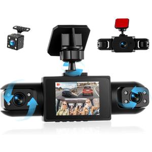 360 4 Channel 1080P Dash Cam Front and Rear Inside Left Right, 2 IPS Dash for Cars, Built-in Loop Recording & G-Sensor, 24/7 Recording Parking,Motion Detection,Night Vision,Reversing Help (No WiFi)
