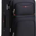 ROPLUS Softside Expandable Luggage with 4 Spinner Wheels, Durable Checked-Luggage Suitcase (Black, 31-Inch)