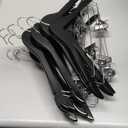 Tosnail 12-Pack Wooden Pants Clothes Hangers, Wooden Suit Hangers with Steel Clips and Hooks, Natural Solid Wood Collection Skirt Hangers, Standard Clothes Hangers - Black