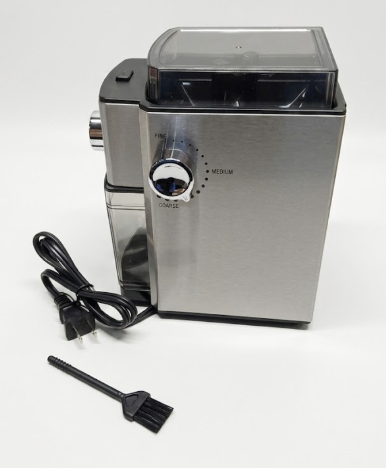 Flat Burr Coffee Grinder Electric,Adjustable Coffee Grinder for Home Use, Burr Mill Grinder with 17 Levels, Large Bean Hopper & Removable Container, silver