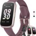 Health Fitness Tracker Smart Watch with 24/7 Heart Rate, Blood Oxygen, Sleep Tracker, Pedometer, 3 Colorful Bands & 3ATM Waterproof Activity Tracker with Step Calorie Counter, Smoke Violet