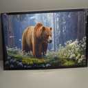 Large Bear Framed Wall Art Forest Bear Canvas Wall Decor Wild Animal Pictures Print Painting Artwork Home Decorations for Living Room Bedroom Office 36 x 24 inch