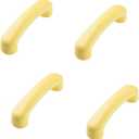 4pcs Ceramic Fur Handle Nordic Room Cabinet Pulls Ceramic Wardrobe Kitchen Drawer Knobs Door Handle with Screws-Yellow||Hole Distance 76mm