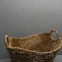 Deco 79 Seagrass Handmade Decorative and Functional Storage Basket Large Woven Basket Organizer with Ring Handles, Basket for Storage 20" x 18" x 19", Brown