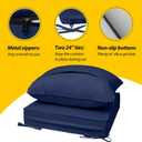 AAAAAcessories Outdoor Seat Cushions for Chairs, Fade-Resistant, Waterproof Patio Furniture Replacement Cushions, 23.5" x 25.5" x 5" + 23.5" x 19", Set of 2, Navy Blue