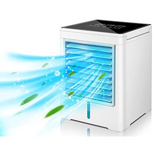 Portable Air Conditioners Fan, Evaporative Air Cooler, USB Personal Mini Air Conditioner with 3 Wind Speeds & 3 Timers Touch Screen Desktop Cooling Fan for for Home Room Camping Car Office