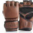 PRO Heritage Brown Leather MMA Gloves - Genuine Full-Grain Cow Leather (Small/Medium)