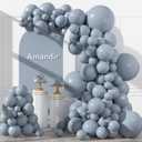 Amandir 153pcs Dusty Blue Balloons Arch Garland Kit Different Sizes 18 12 10 5 Inch Haze Pale Blue Latex Matte Balloon for Birthday Baby Shower Gender Reveal Wedding Engagements Party Decorations