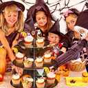 7 x Halloween Cupcake Stand Decoration 3 Tier Halloween Cardboard Cupcake Holder Halloween Party Pumpkin Ghost Cat Cupcake Tower for for Trick or Treat Birthday Baby Shower Party Decor (Tree)