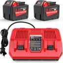 2 Pack 9.0Ah 18v Battery Replacement for Milwaukee with Rapid Dual Charging Port 18v Battery Charger, 48-11-1840, 48-11-1828, 48-11-1820, 48-11-1815, 48-11-1850, 48-11-1860, 48-11-1890